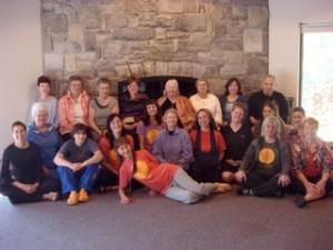 Bobbi with one of her yoga retreat groups and Pru Kestner near Shepardstown, West Va